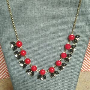 🐾 2 For $16 Red & Black Gem Bling Bib Necklace